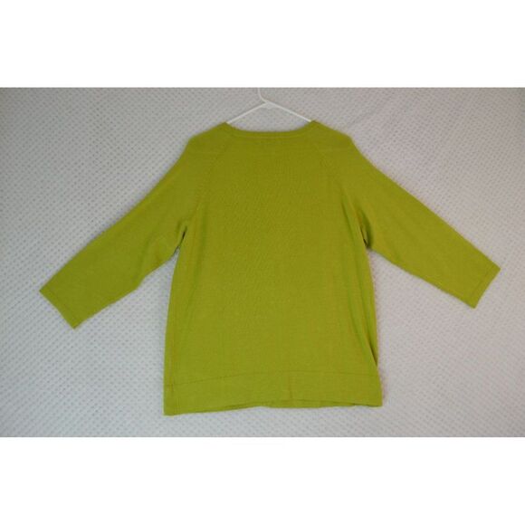 Susan Graver Women's Large Green Embellished 3/4 Sleeve Button Cardigan Sweater - Picture 8 of 11